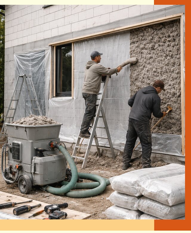 Утепление дома из газобетона эковатой в Мценске от 4557 руб./м2 | ТепломастерМцн