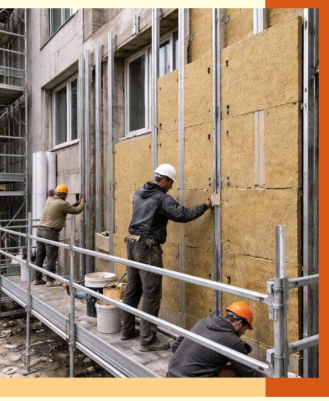 Утепление вентилируемого фасада в Мценске от 5671 руб/м2 — монтаж и утепление вентфасад | ТепломастерМцн